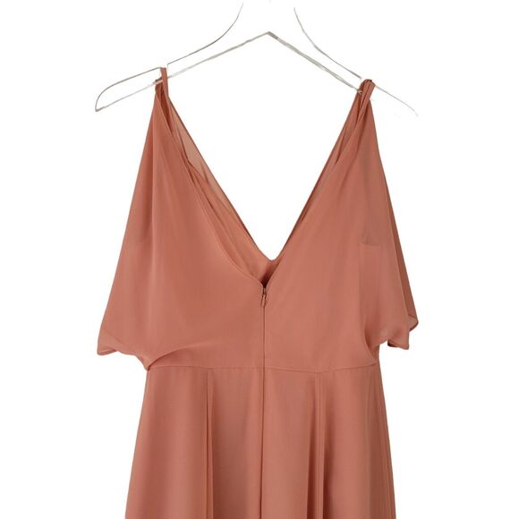 Jenny Yoo Collection Formal Gown SZ 4 Neutrals Pink Peach Flutter Sleeve V-Neck - Picture 4 of 10